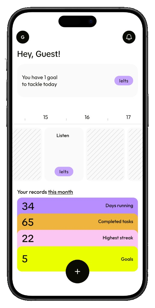 DailyTasky app home screen